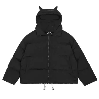 Devil Puffer Jacket With Horns