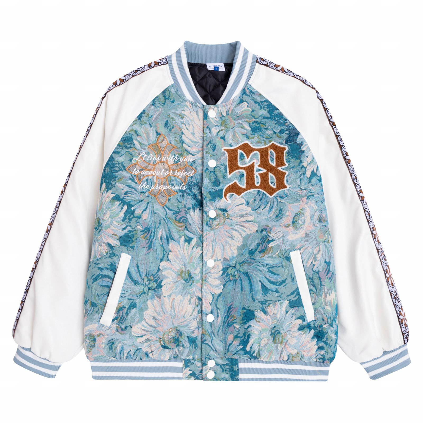 AF Flower Print Varsity Jacket – THEOUTSIDESIDE
