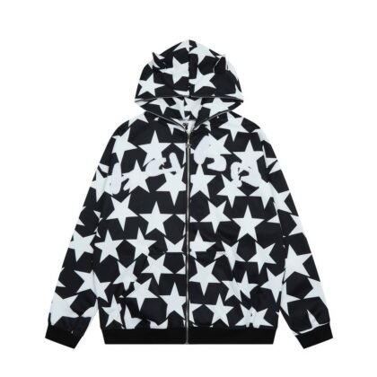 Starry Full Ziped-Up Hoodie With Horns