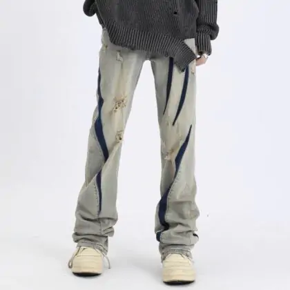 “Skyline” Straight Distressed Denim