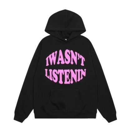Graphic Print Hoodie with Text