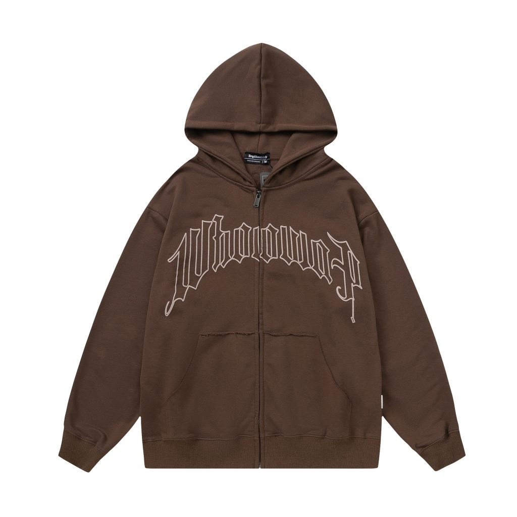 Gothic Letter Zip Up Hoodie
