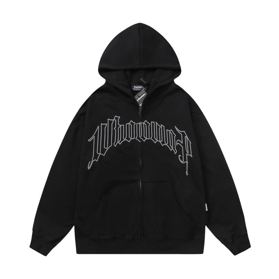 Gothic Letter Zip Up Hoodie main image 1
