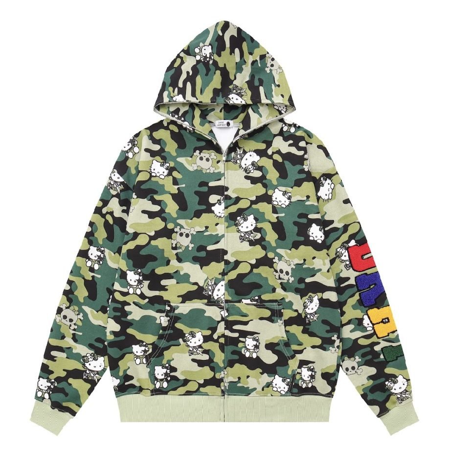 Full Zip Hello Kitty Camo Hoodie - THEOUTSIDESIDE