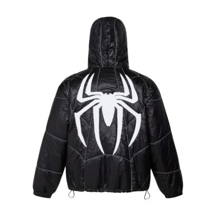 Spider Embroidery Pattern Puffer Coat