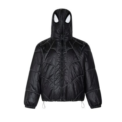 Spider Embroidery Pattern Puffer Coat