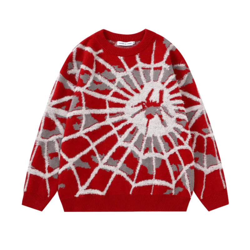 Retro Spider Web Knitted Sweater Cotton - Image 2