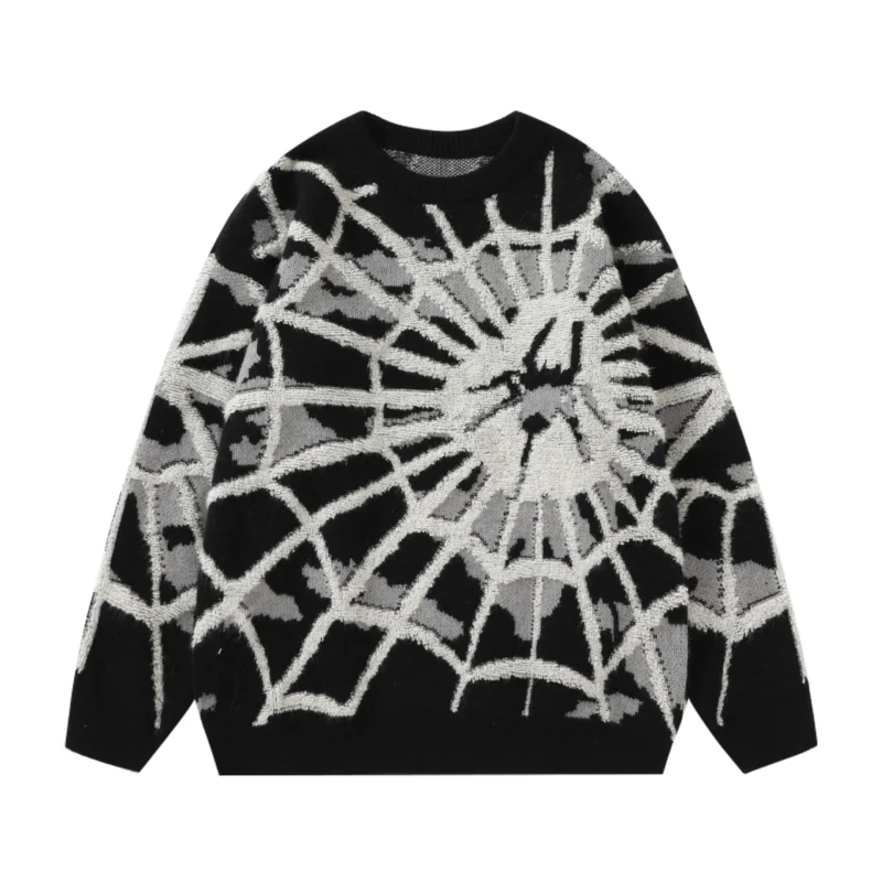 Retro Spider Web Knitted Sweater Cotton